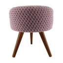 Ver imagem 1 de Banqueta Puff Bergen Pé Madeira Crochê Rosa 46cm Altura