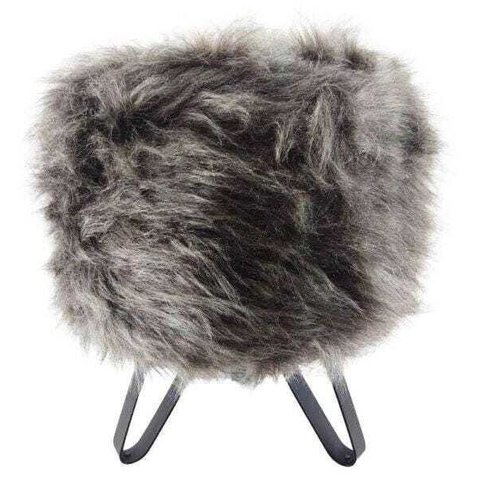 Banqueta Puff Pé de Ferro Industrial Pelucia Alta 47cm