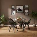 Ver imagem 1 de Conjunto Mesa Redonda Eames Black 90cm + 4 Cadeiras Kaila Dsw Sala Cozinha Jantar La Mobilia