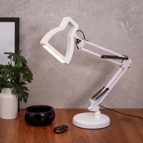 Luminária de Mesa Abajur Desk Branco com Led para Leitura, Quartos, Escritório e Escrivaninhas