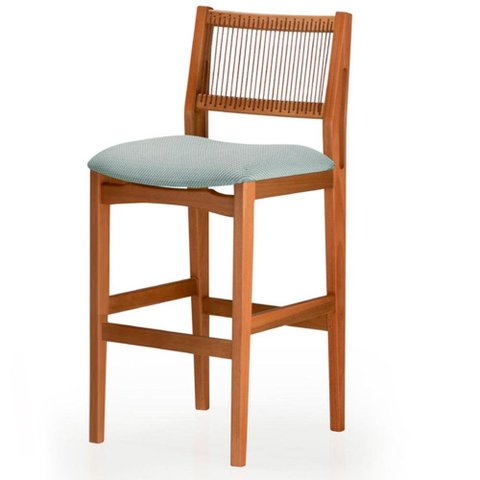 Banqueta Los Ozki Madeira Eucalipto Cedro Tecido 283C Corda Redonda Canela