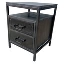 Ver imagem 5 de Mesa de Cabeceira de Madeira e Ferro na Cor Preta - com 2 Gavetas e 1 Nicho Vazado