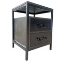 Ver mais imagens de Mesa de Cabeceira de Madeira e Ferro na Cor Preta - com 2 Gavetas e 1 Nicho Vazado