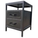 Ver imagem 1 de Mesa de Cabeceira de Madeira e Ferro na Cor Preta - com 2 Gavetas e 1 Nicho Vazado