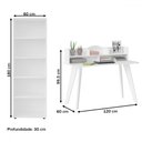 Ver imagem 3 de Mesa Escrivaninha Sofia com Estante para Livros Branco - Pnr Móveis