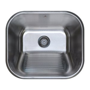 Tanque para Lavanderia de Aço Inoxidável Escovado com Ralo