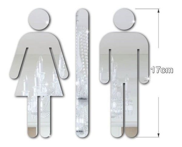 Placa Indicativa de Sinalização Banheiro Acrílico Espelhado - 3