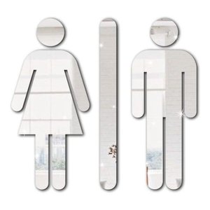 Placa Indicativa de Sinalização Banheiro Acrílico Espelhado