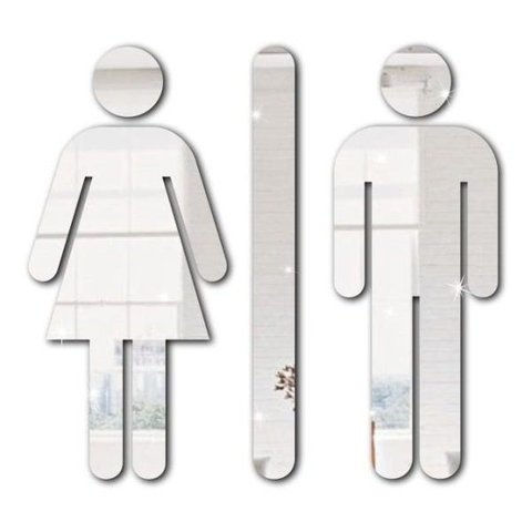 Placa Indicativa de Sinalização Banheiro Acrílico Espelhado