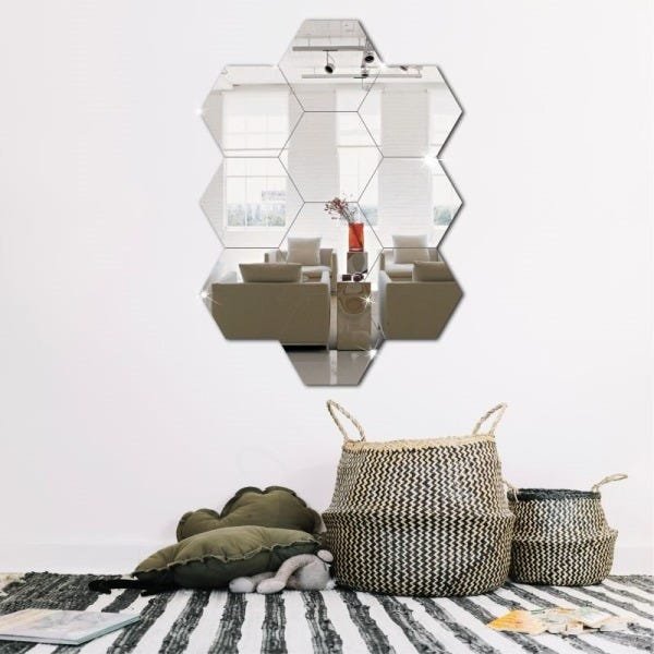Espelho em Acrilico Decorativo Hexagonal Kit com 10 Peças - 4