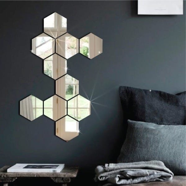 Espelho em Acrilico Decorativo Hexagonal Kit com 10 Peças - 3