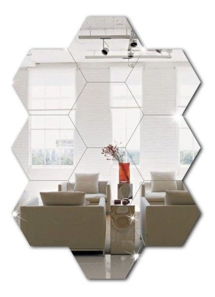 Espelho em Acrilico Decorativo Hexagonal Kit com 10 Peças - 1