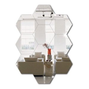 Espelho em Acrilico Decorativo Hexagonal Kit com 10 Peças