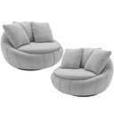 Ver imagem 1 de Kit 02 Poltronas Decorativa Giratória Kira M03 Veludo Cinza - Lyam Decor