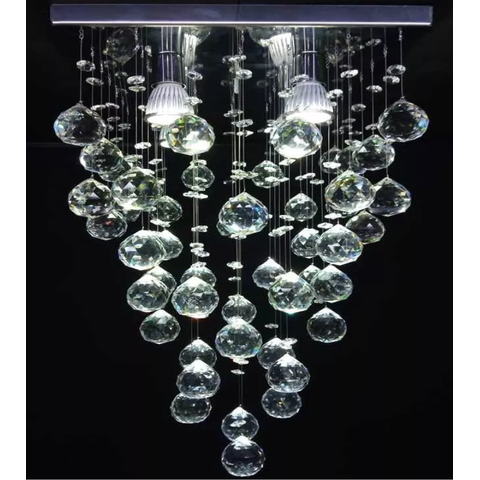Lustre de Cristal para Sala de Jantar/estar,quarto,com 70cm de Alt,base de Inox Espelhado de 30x30cm