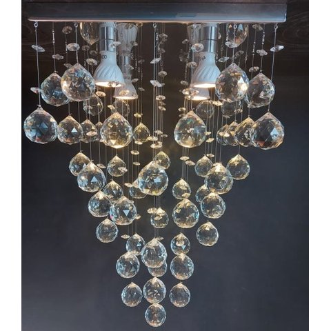 LUSTRE DE CRISTAL PARA SALA,QUARTO,RECEPÇÃO COM 60CM DE ALTURA,BASE DE INOX POLIDO DE 30X30CM