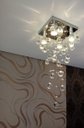 Ver imagem 1 de Lustre de cristal legítimos k9 para sala com 70cm de altura, base de inox polido 20x20cm