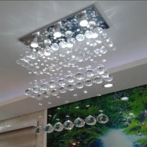 LUSTRE DE CRISTAL PARA SALA DE JANTAR, ESTAR,QUARTO COM 70CM DE ALTURA, BASE DE INOX POLIDO COM 22X5
