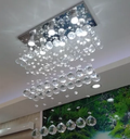 Ver imagem 2 de Lustre de Cristal para Sala de Jantar, Estar,Quarto com 50cm de Altura, Base de Inox Espelhada 22x50