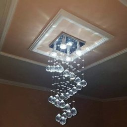 Lustre de Cristal para Sala, Espiral com 70cm de Altura, Base de Inox de 20x20cm - 1