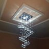 Lustre de Cristal para Sala, Espiral com 70cm de Altura, Base de Inox de 20x20cm - 1