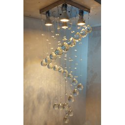 Lustre de Cristal para Sala, Espiral com 70cm de Altura, Base de Inox de 20x20cm - 4