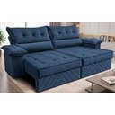 Ver imagem 1 de Sofá Retrátil e Reclinável 2,80m com Molas e Espuma D33 Thunder Velusoft Azul Cama Inbox