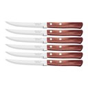 Ver imagem 1 de Conjunto de Facas para Churrasco Tramontina 5" em Aço Inox com Cabo Vermelho Polywood 6 Peças