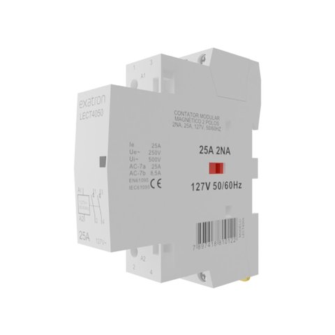 Chave Contator Modular Bipolar 25a 2na 2 Polos DIN35 Magnetico 127v 50/60hz