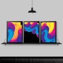 Ver imagem 1 de Kit 3 Quadros Ondas Tridimensionais 24x18cm - com vidro:Madeira preta