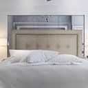Ver imagem 1 de Cabeceira Cama Queen Painel Veneza Diamond Linho Bege 160 x 60cm Rbl
