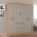 Ver imagem 2 de Guarda Roupa Casal Milão 6 Portas Damasco Off White – Poquema