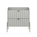 Ver imagem 2 de Mesa de Cabeceira Off White Industrial Retro Moriah 60cm Pés de Ferro Palito Champagne