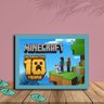 Quadro Decorativo Minecraft com Moldura e Vidro 25X33 Quarto:Azul - 1