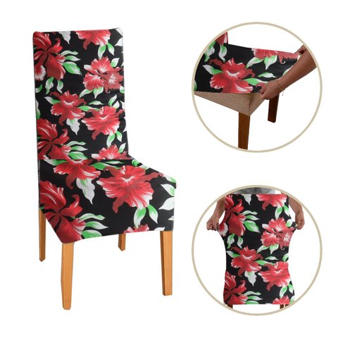 Kit 4 Capa de Cadeira Malha Gel com Elástico - Selva Floral