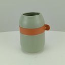 Ver imagem 2 de Vaso Decorativo de Cerâmica Verde 18x13x13cm Enfeite Sala Mesa Estante Aparador
