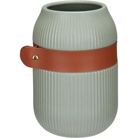 Vaso Decorativo de Cerâmica Verde 18x13x13cm Enfeite Sala Mesa Estante Aparador