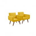 Ver imagem 1 de Kit 2 Poltronas 1 Lugar Braço Anabelle Unidecor Amarelo