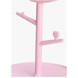 Espelho Mesa Penteadeira Gatinho com Porta Maquiagem Bijuteria Joia Rotação 360º - Rosa com Orelhas - 5