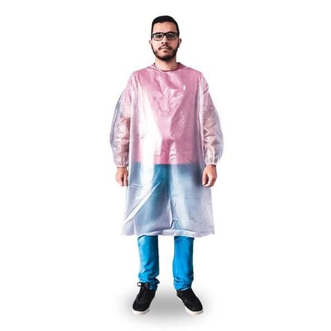 AVENTAL PVC MANGA LONGA BARBEIRO INCOLOR IMPERMEÁVEL CA 33301