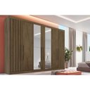 Ver imagem 1 de Guarda Roupa 6 Portas (2 Ripadas e 2 C/ Espelho) e 6 Gavetas Potente Braúna - Europa