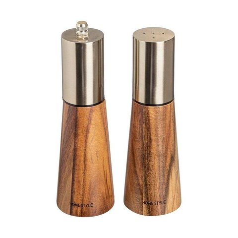 Jogo de Saleiro e Moedor de Pimenta Acácia 2 Peças - Home Style