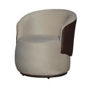 Ver imagem 1 de Poltrona Orgânica Decorativa Beatriz Suede Composê Corino Marrom Base Fixa - Bege