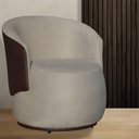 Ver imagem 2 de Poltrona Orgânica Decorativa Beatriz Suede Composê Corino Marrom Base Fixa - Bege