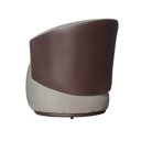 Ver imagem 3 de Poltrona Orgânica Decorativa Beatriz Suede Composê Corino Marrom Base Fixa - Bege