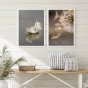 Ver imagem 2 de Kit 2 Quadros Fotografias Pena e Dente de Leão 45x34cm:madeira Branca