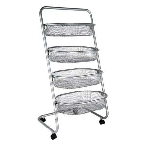 Fruteira Euro Home Space com 4 Cestos Na Cor Cinza com Rodízios