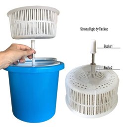 Balde Mop com Cabo 35% + Robusto de 25mm + Dupla Bucha na Cesta Padrão Usa Marca Official Flexmop®Nº 1 - 4