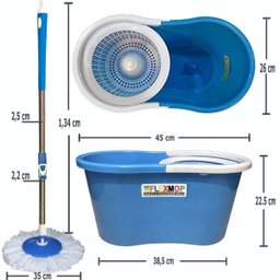 Balde Mop com Cabo 35% + Robusto de 25mm + Dupla Bucha na Cesta Padrão Usa Marca Official Flexmop®Nº 1 - 9