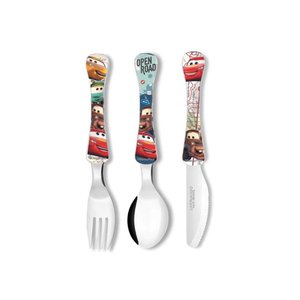 Talheres Infantil Pricesinhas e Carrinhos Garfo Faca Colher 6un